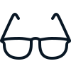 Simple black eyeglasses icon with rectangular lenses.